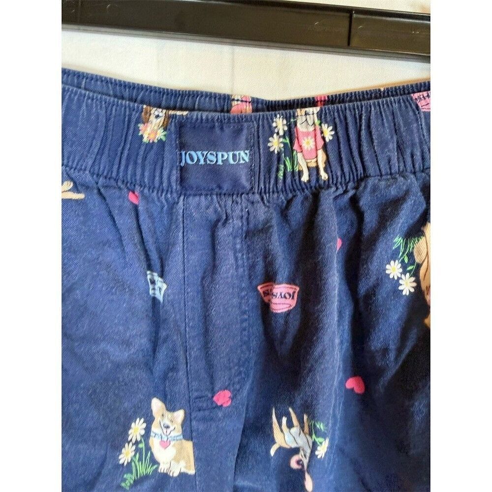 Joyspun Sleep Shorts Womens Size XS Navy Blue Dog Print Hearts Elastic - Picture 2 of 9